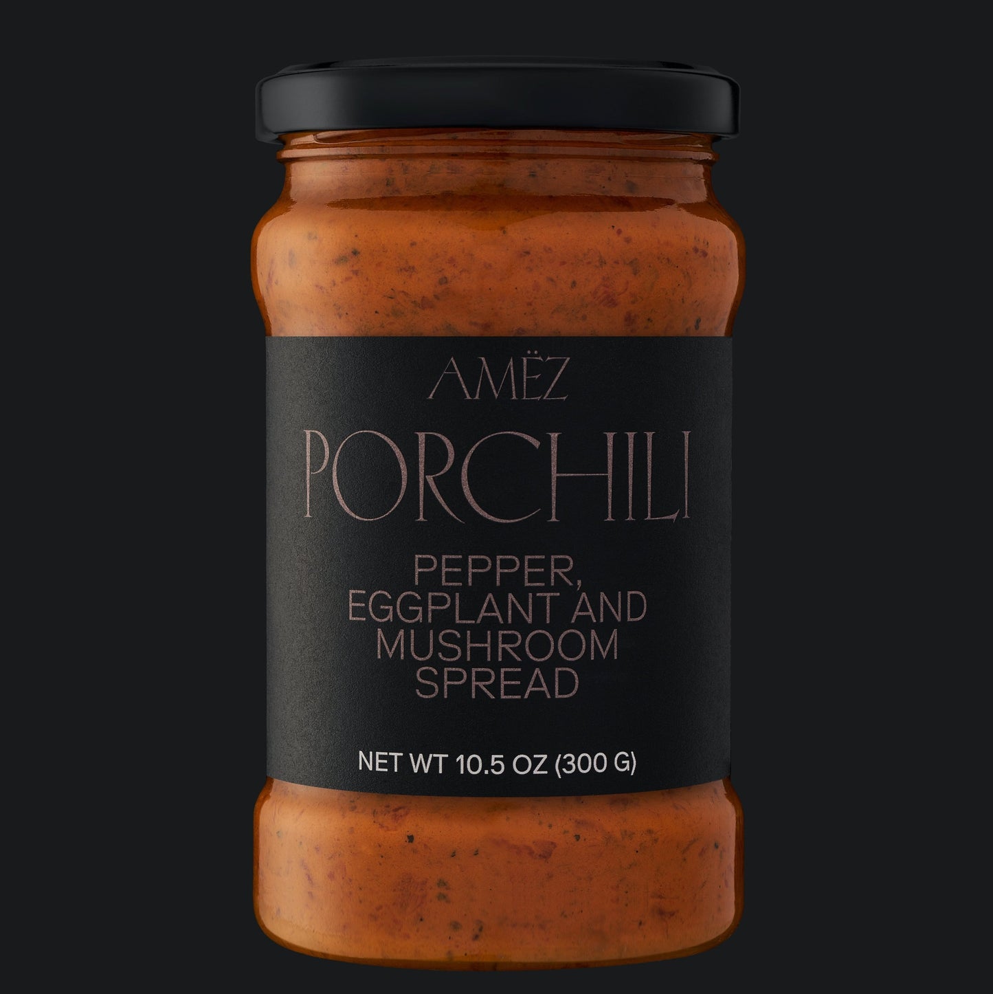 AMËZ Porchili – Gourmet spread with wood-fire roasted sweet peppers, wild porcini mushrooms, chilies, and garlic. A smoky and umami-packed Albanian condiment, perfect for paella, dips, or as a sofrito base.