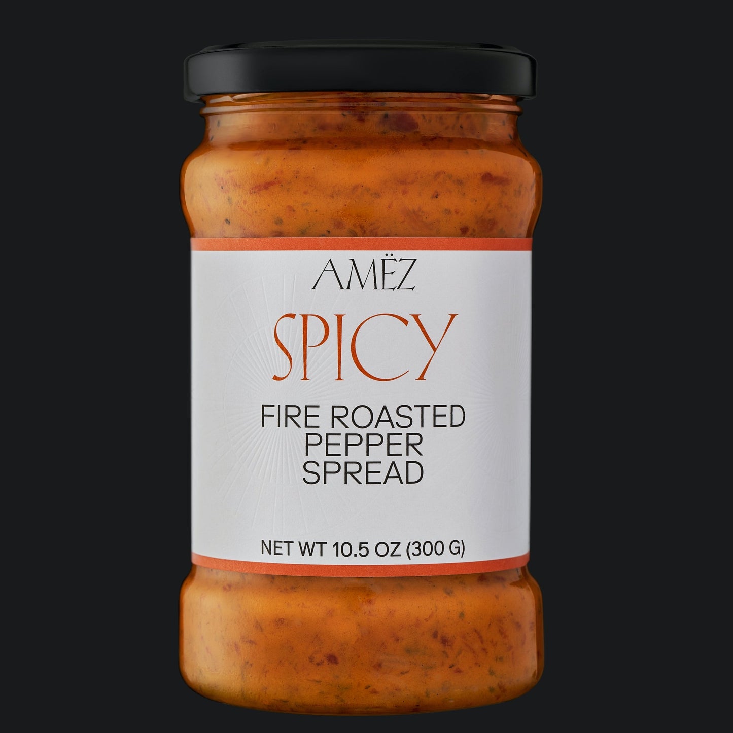 AMËZ Gourmet Spicy Ajvar – Wood-fire roasted sweet and Somborka peppers, a smoky and spicy Albanian condiment crafted by Chef Fejsal Demiraj, perfect for pasta, grilled cheese, or dips.